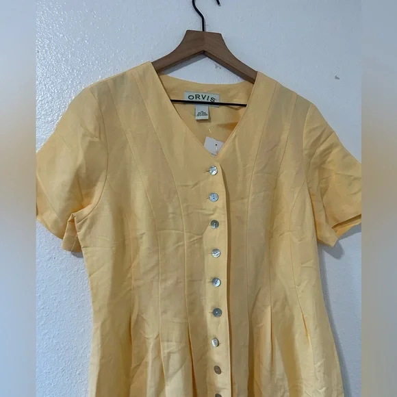 Orvis Vintage yellow button dress size 12 - Picture 5 of 8